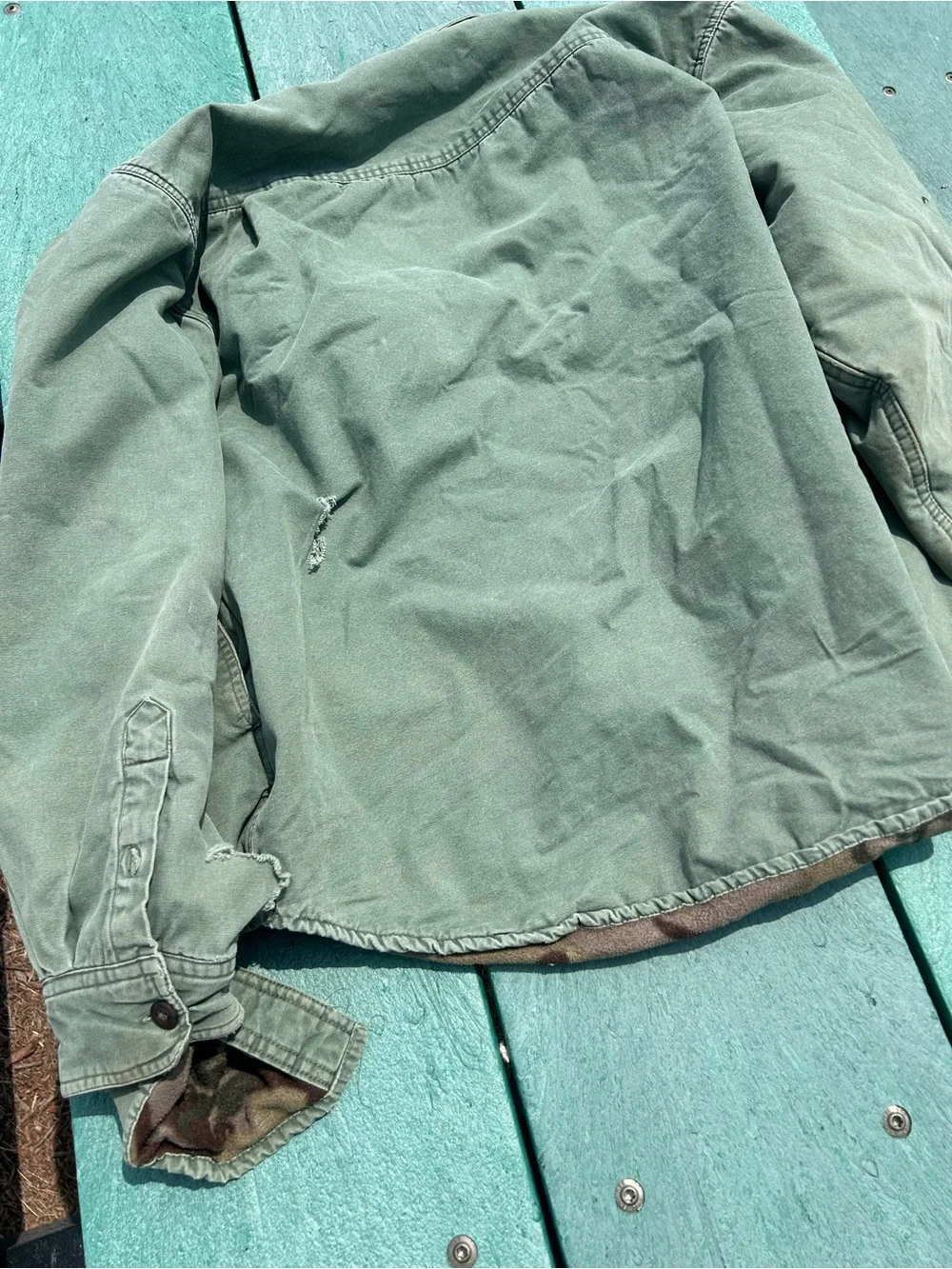 Puritan Olive Green Jacket with Camouflage Fleece Lining